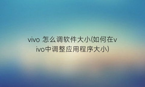 vivo怎么调软件大小(如何在vivo中调整应用程序大小)